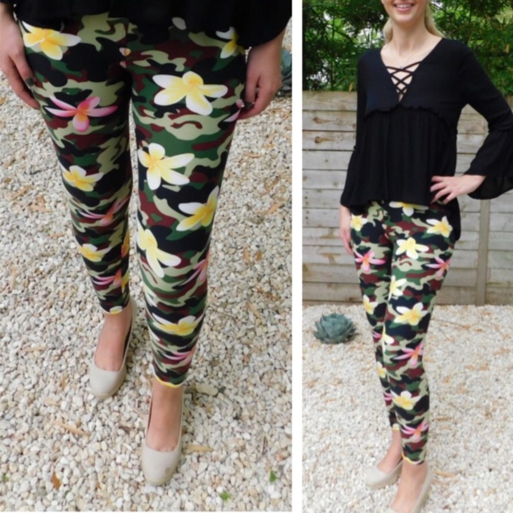 Floral camo leggings